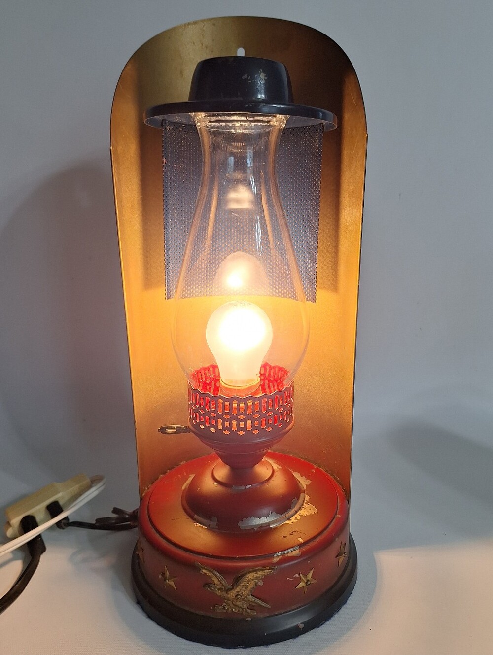 Vintage Patriotic American Eagle Electric Wall Lantern Lamp Brass 16"